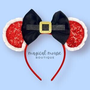 🎄 Santa Claus Minnie Ears | Disney-Inspired Christmas Mouse Ears Headband